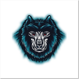 Wolf Head Mascot Style Posters and Art